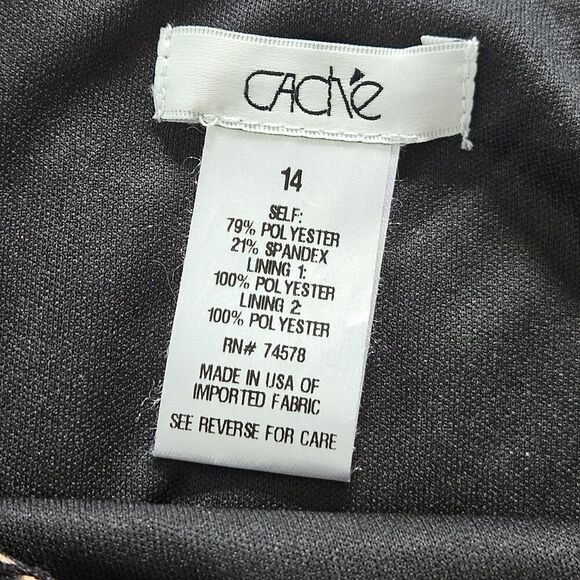 Cache Black Mesh Lace Illusion Cocktail Party Dress Size 14 Whimsy Goth Grunge - Picture 7 of 8